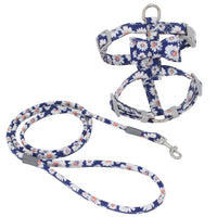 Pet Harness Set with Floral Cat Leash and Escape Proof Design